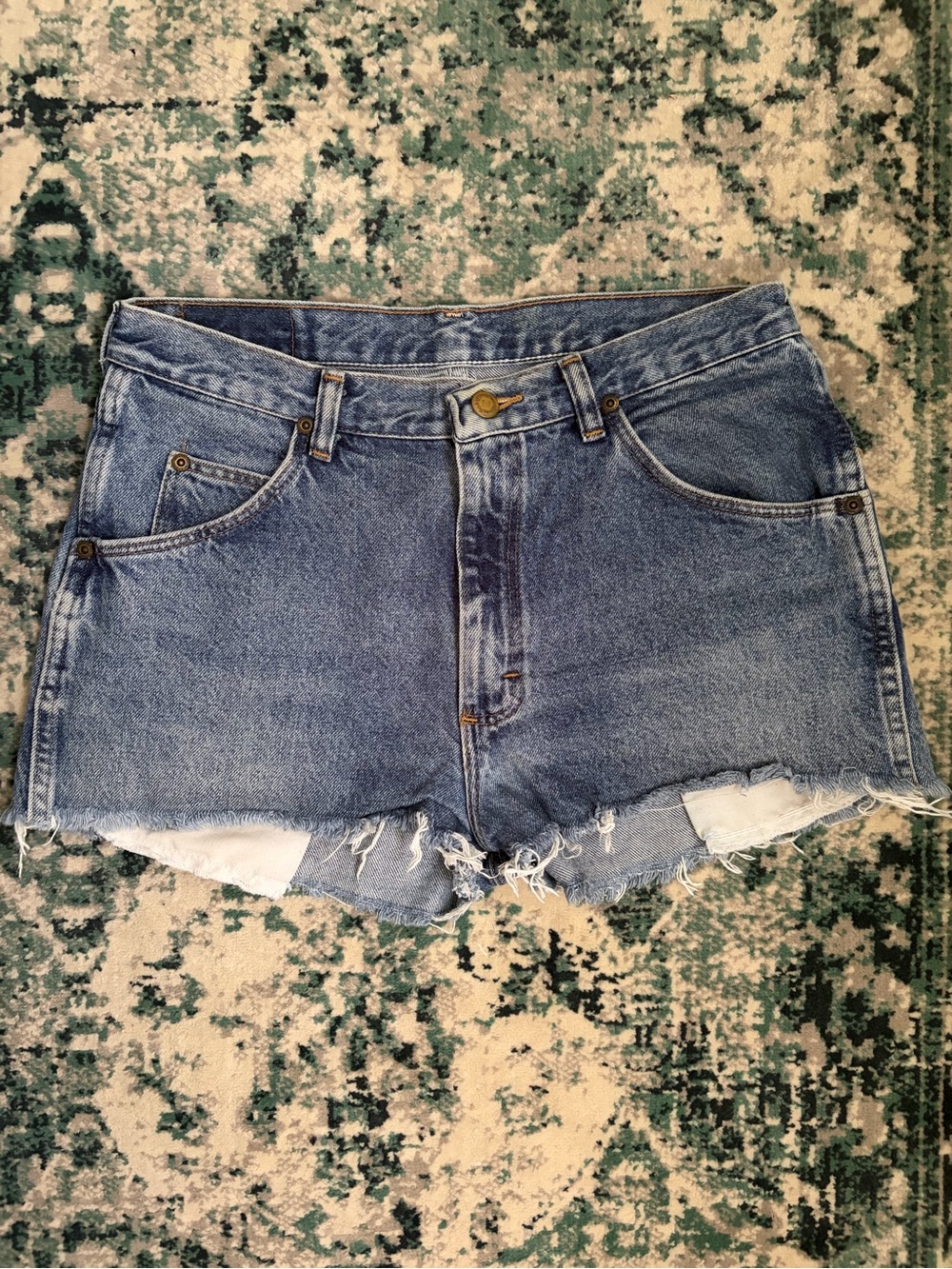 Wrangler Distressed Denim Cutoff Shorts - Blue
